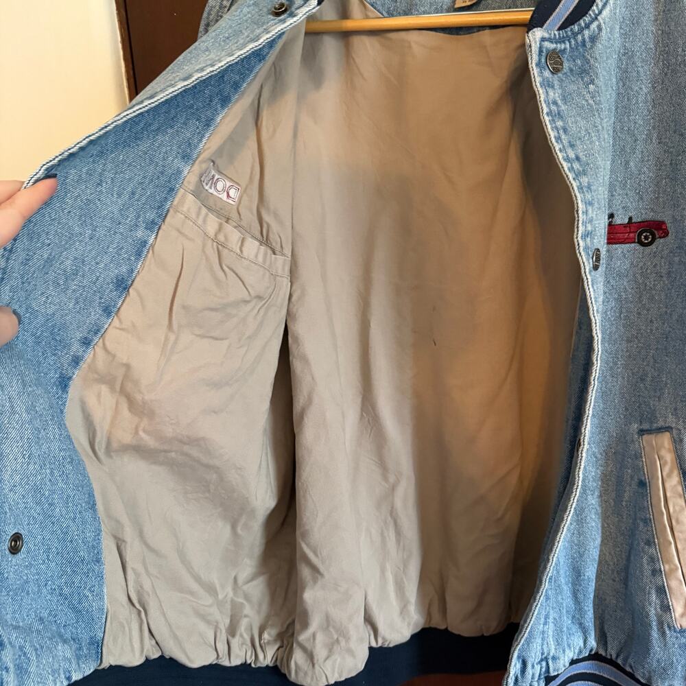 90s Vintage Port Authority Denim Varsity Jacket 1st gen Mazda Miata Donna XL - Picture 6 of 7